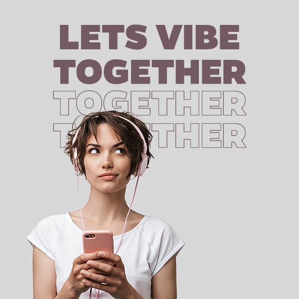 The same design with a blank name field, rendering the configured fallback: Let's vibe Together