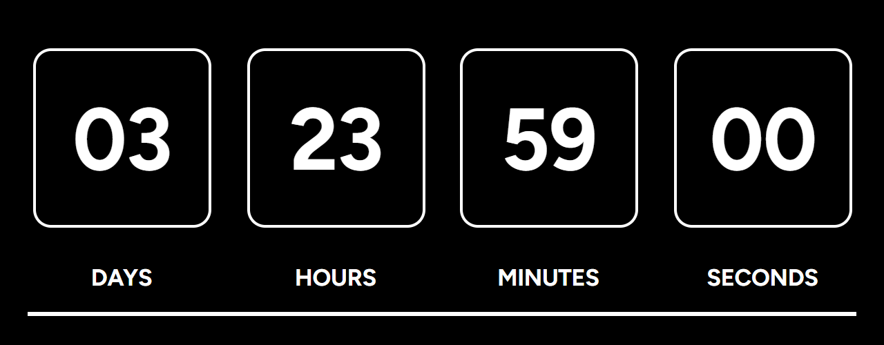 White outlined countdown components with a linear progress bar