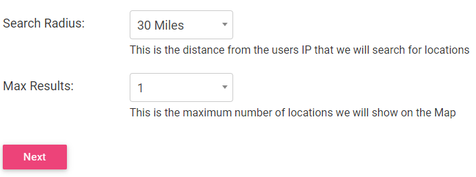 Map Search Options